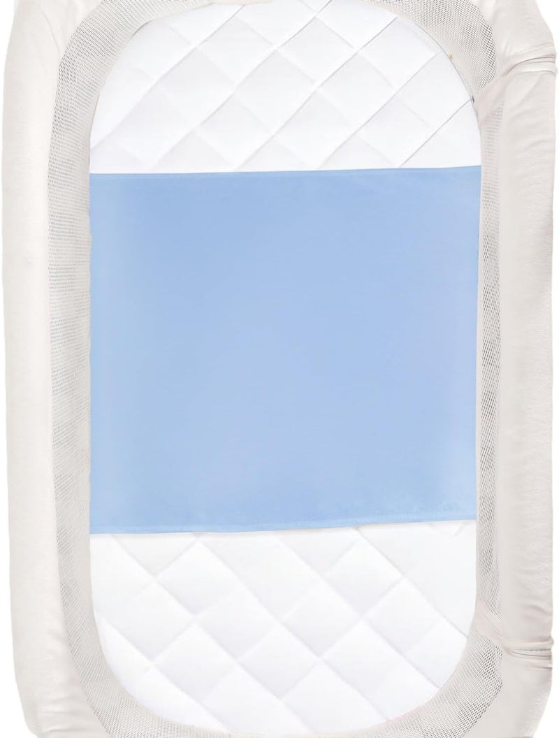 PROMEED 100% Mulberry Silk Bassinet Sleeve for Baby Bald Spots, Preminium 23 Momme Silk Bassinet Half Sheet for Baby Hair(Blue) - Image 1